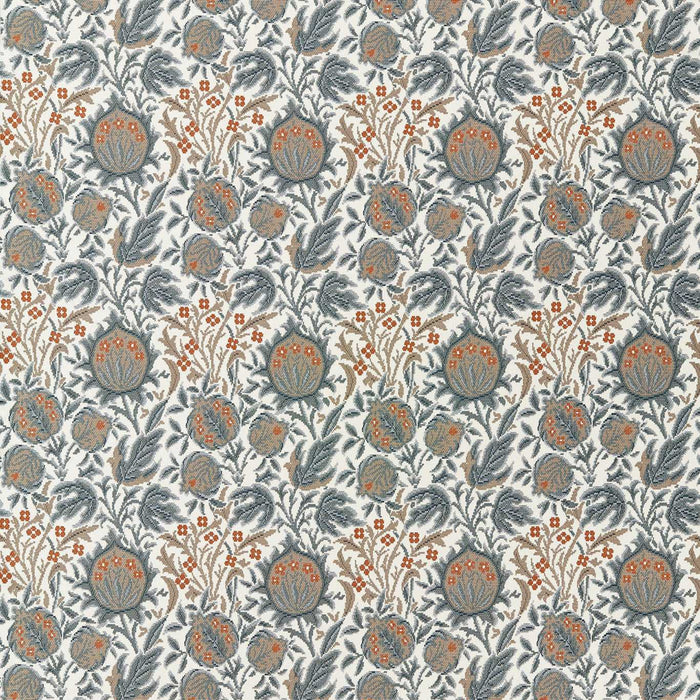Morris & Co Elmcote Weave River Blue/Apricot Fabric MIND237564