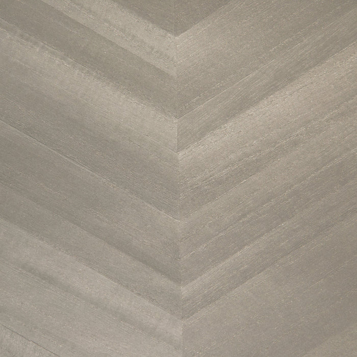 Maya Romanoff Grand Scale Ajiro Chevron Polished Silver Birch Luster Wallpaper Sample MR-AC2-4X17-S