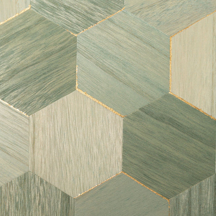 Maya Romanoff Ajiro Honeycomb Queen Green Wallpaper Sample MR-AZ-1667-G