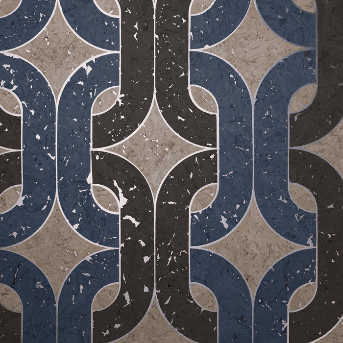 Maya Romanoff Porto Elo Bacchus Blue Wallpaper Sample MR-PE-1510-MX