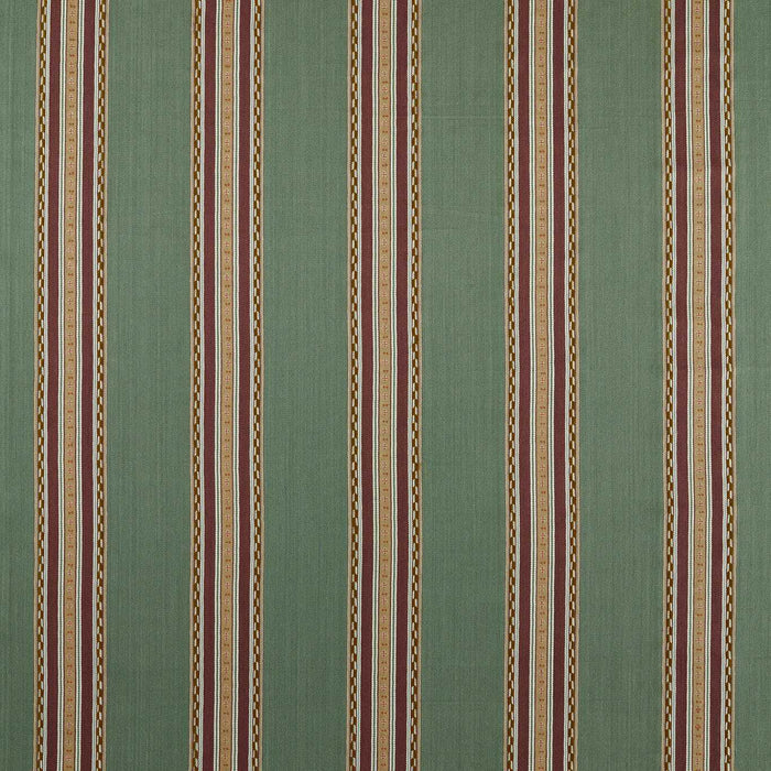 Morris & Co Pimlico Stripe Teal/Mulberry Fabric MSTR237690