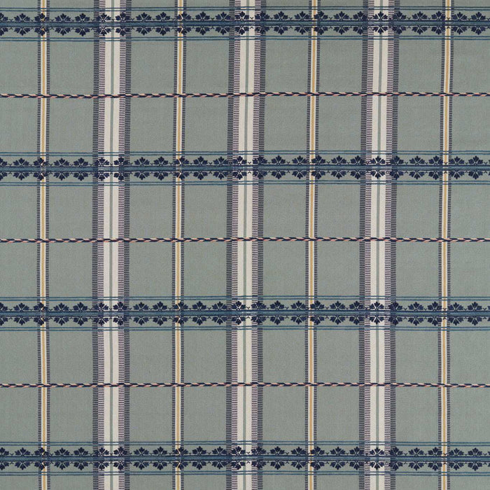 Morris & Co Hanover Check Teal/Indigo Fabric MSTR237698