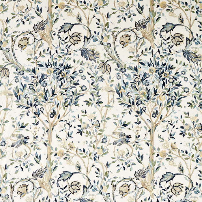 Morris & Co Melsetter Ww Indigo/Sage Fabric Sample MSWW227275