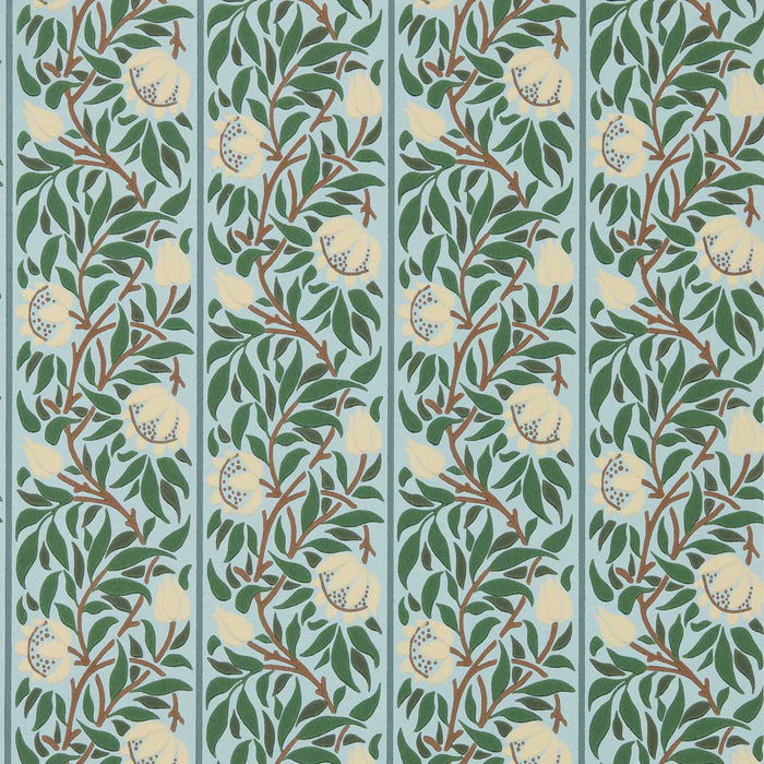 Morris & Co Peony Trellis Soft Blue/Nettle Wallpaper Sample MUNW217569