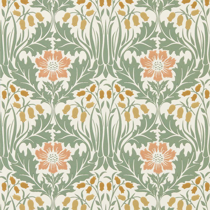 Morris & Co Woodbell & Anemone Rose/Sage Wallpaper MUNW217573