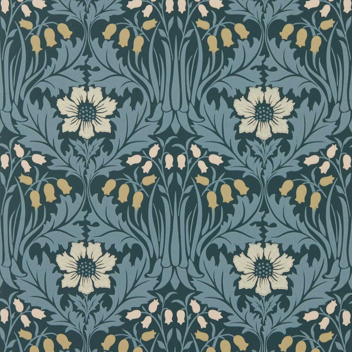 Morris & Co Woodbell & Anemone Indigo Wallpaper MUNW217574