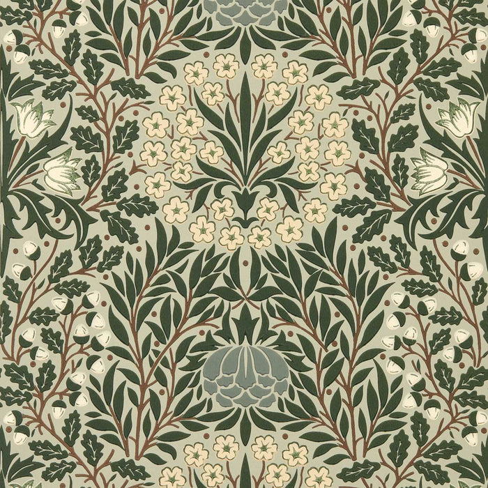 Morris & Co Daisy & Oak Sage/Forest Wallpaper MUNW217585
