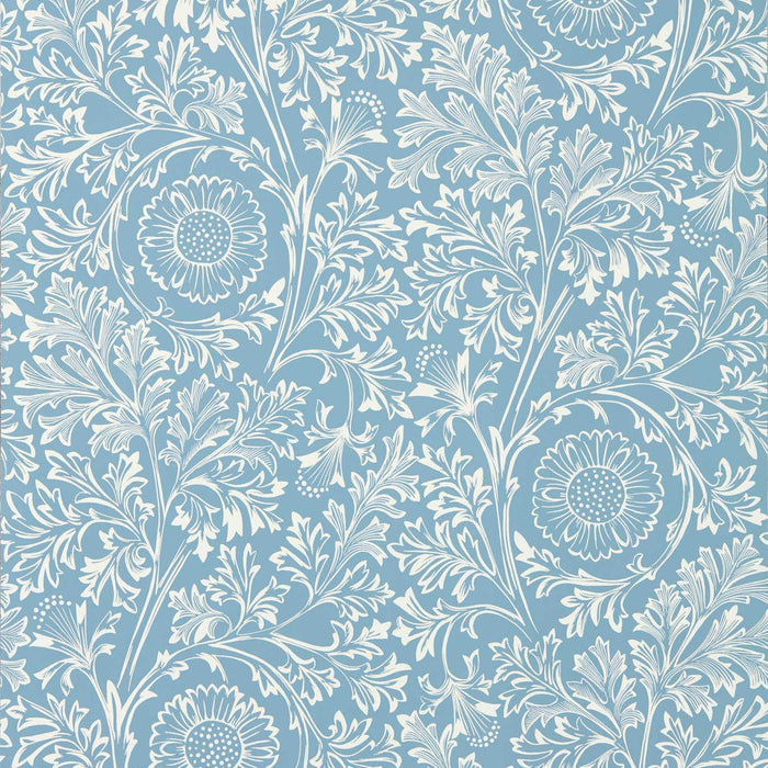 Morris & Co Chamomile China Blue Wallpaper MUNW217588