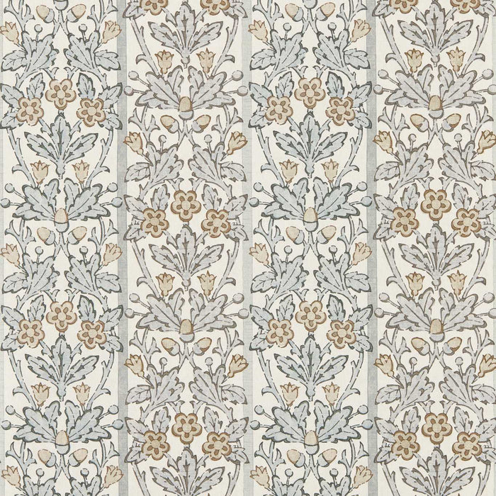 Morris & Co Oak & Blossom Mineral Blue/Linen Wallpaper MUNW217591