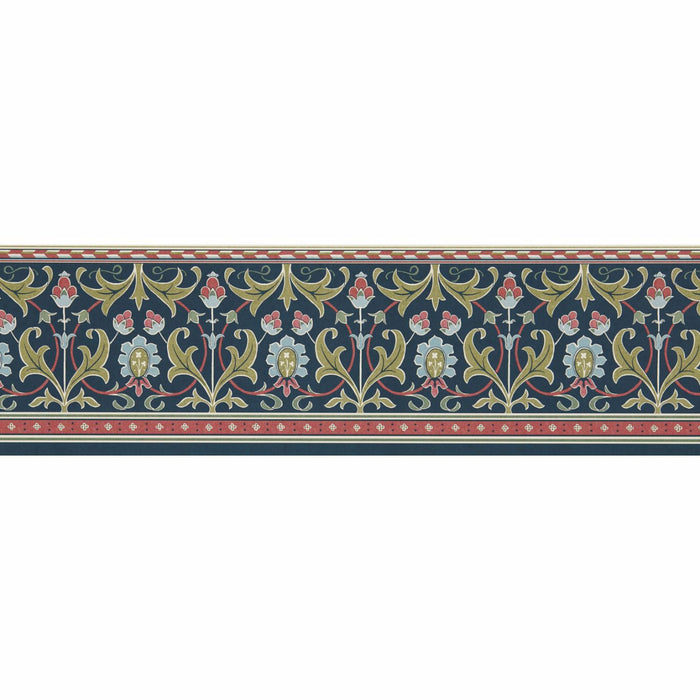 Morris & Co Ornamental Frieze Indigo/Thyme Wallpaper MUNW217613