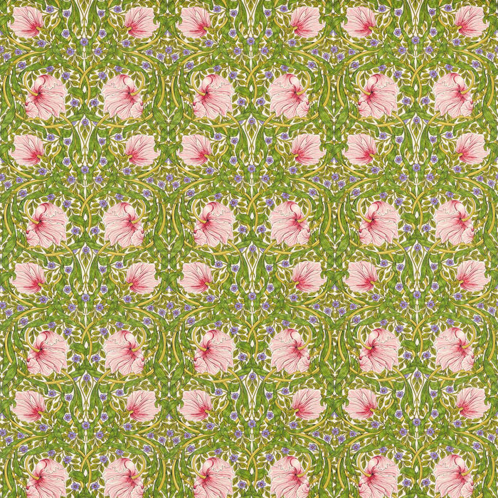Morris & Co Pimpernel Sap Green/Strawberry Fabric Sample MVOF227214
