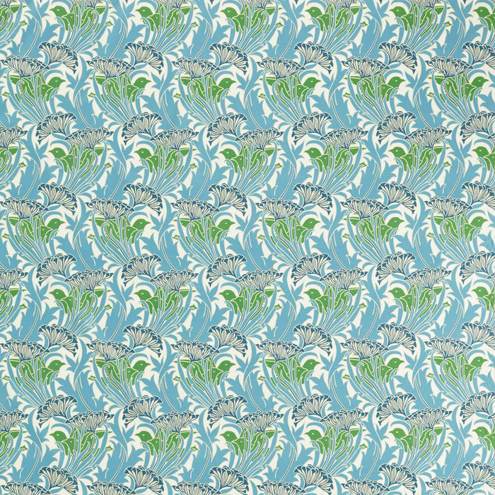 Morris & Co Laceflower Garden Green/Lagoon Fabric MVOF227229