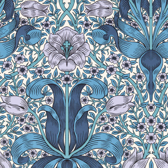 Morris & Co Spring Thicket Indigo/Lilac Wallpaper MVOW217338