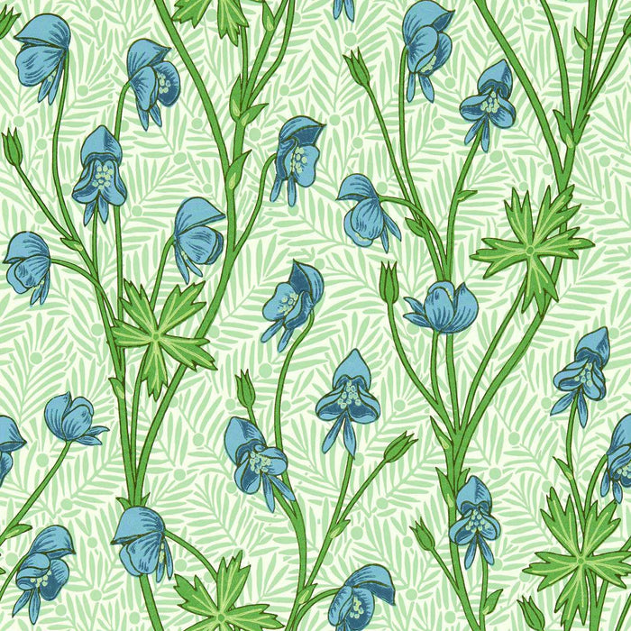 Morris & Co Monkshood Cobalt/Goblin Green Wallpaper MVOW217343