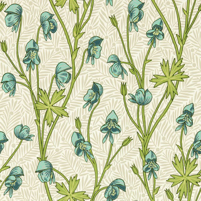 Morris & Co Monkshood Aqua/Peashoot Wallpaper MVOW217344