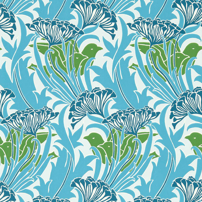 Morris & Co Laceflower Garden Green/Lagoon Wallpaper MVOW217355
