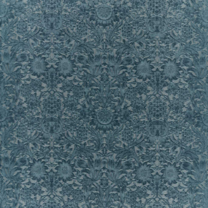 Morris & Co Sunflower Caffoy Velvet Webbs blue Fabric Sample MWAR237285