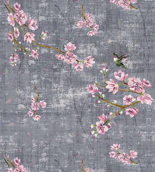 Nicolette Mayer Blossom Fantasia - Sheer Charcoal Fabric N4BL101039