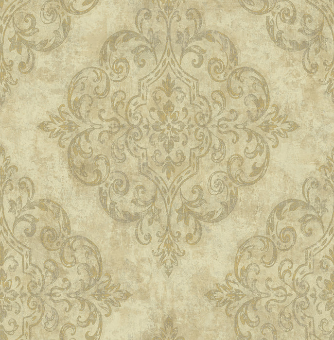 Seabrook Designs Atelier Metallic Gold And Off-white Wallpaper NE50307