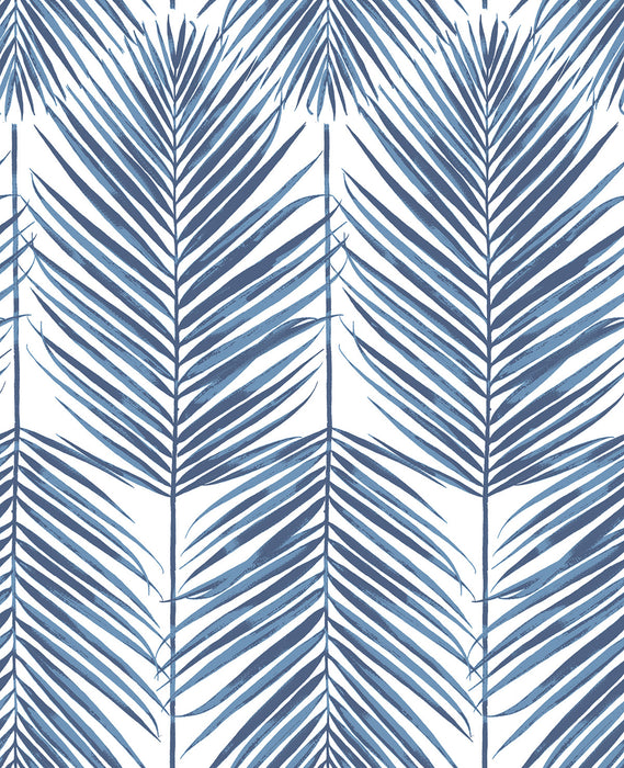NextWall Paradise Palm Coastal Blue Wallpaper Sample NW33002