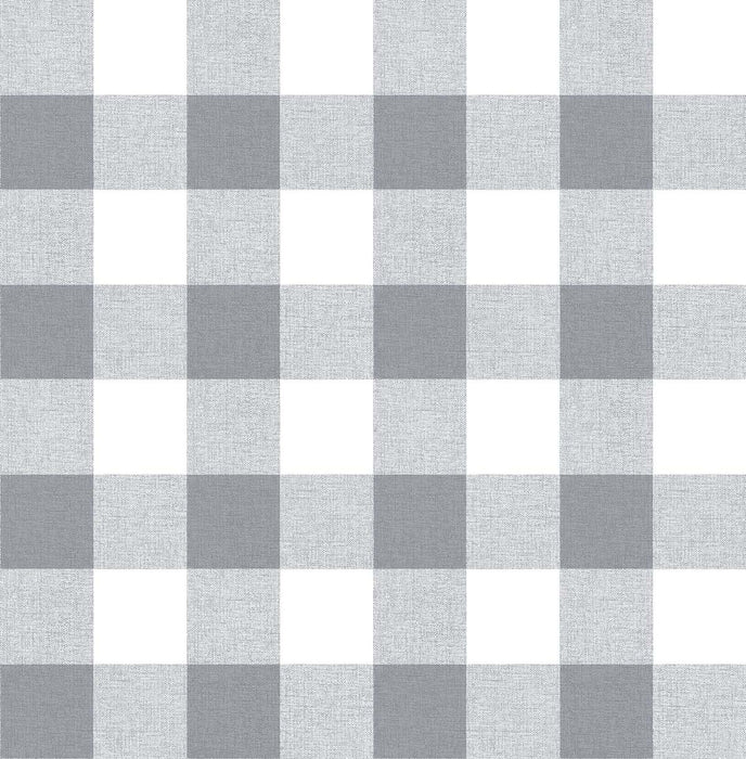 NextWall Picnic Plaid Gray & White Wallpaper NW34508