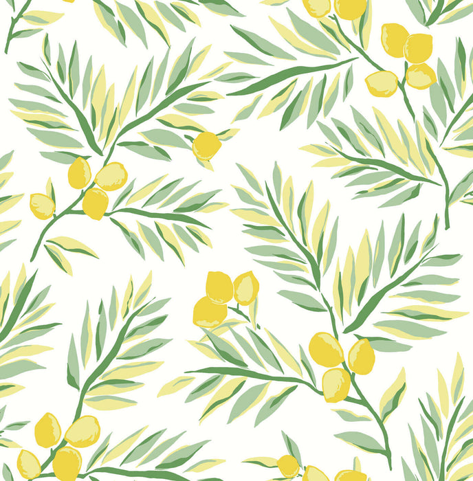 NextWall Lemon Branch Lemon & Sage Wallpaper NW36703