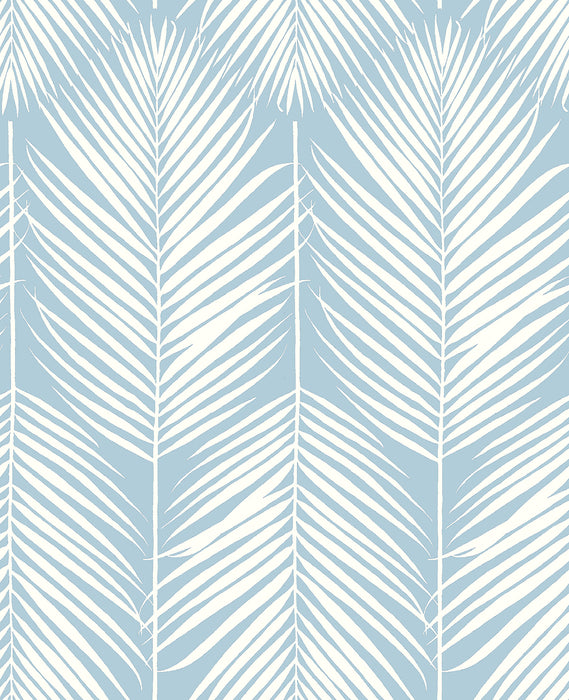 NextWall Palm Silhouette Hampton Blue Wallpaper NW39812