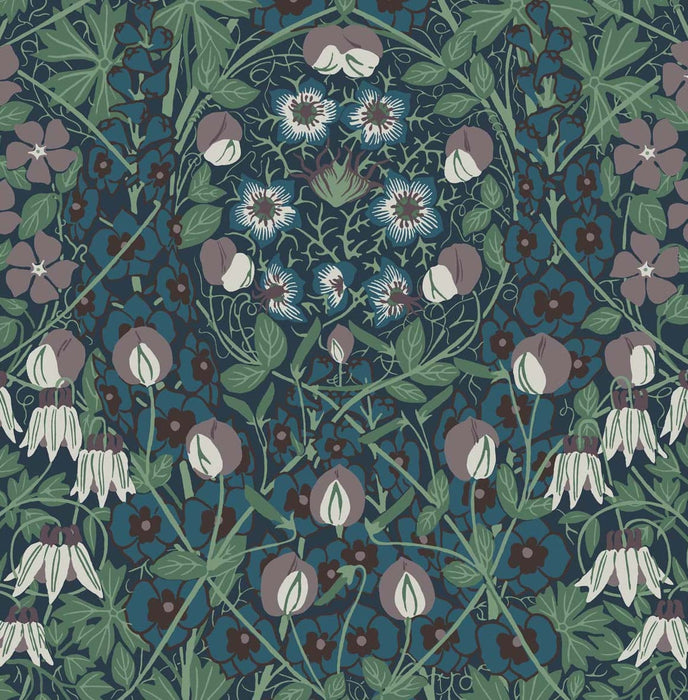 NextWall Tulip Garden Deep Ocean & Purple Haze Wallpaper NW43804