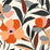 NextWall Garden Block Floral Orange & Ebony Wallpaper NW45306