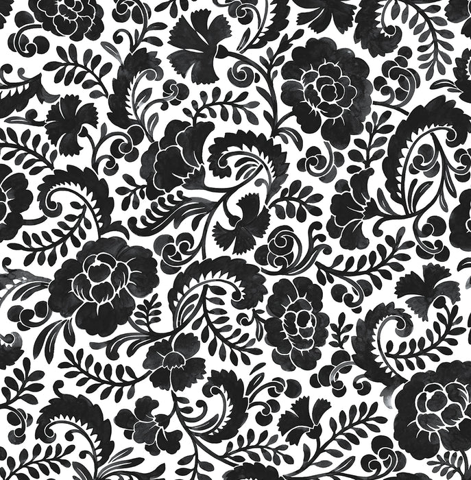 NextWall Tonal Paisley Dark Ash Wallpaper NW45500