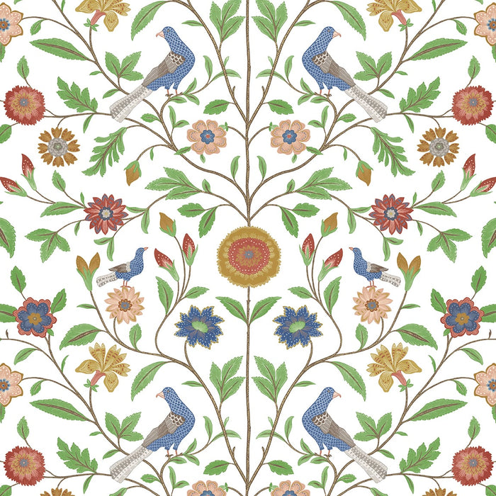 NextWall Bird Toile White Wallpaper NW45901