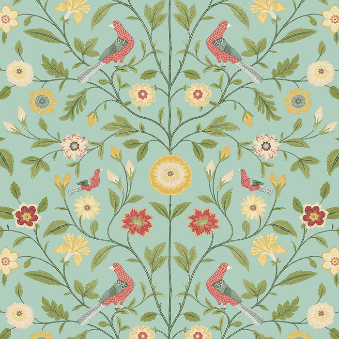 NextWall Bird Toile Aquamarine Wallpaper NW45904