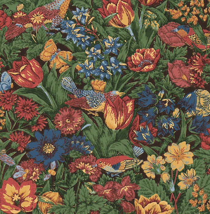 NextWall Bird Floral Carmine & Blue Lagoon Wallpaper NW46001