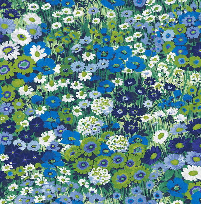 NextWall Floral Meadow Bright Blue & Sap Green Wallpaper NW46102