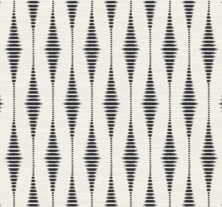 NextWall Striped Ikat Ebony & Linen Wallpaper NW46410