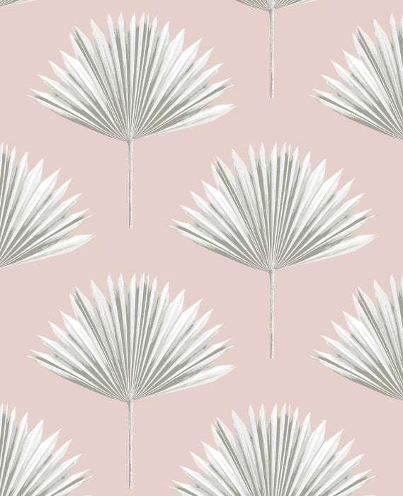 NextWall Tropical Fan Palm Pink Mist Wallpaper NW46501