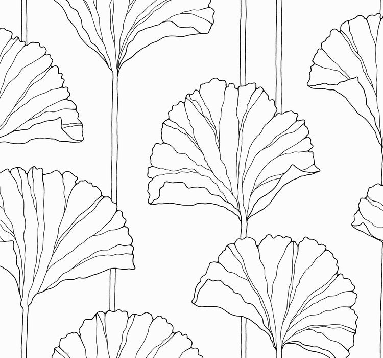 NextWall Gingko Leaf Ebony Wallpaper NW47200