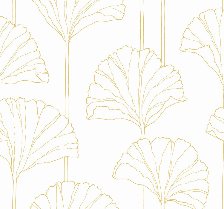 NextWall Gingko Leaf Metallic Gold Wallpaper NW47205