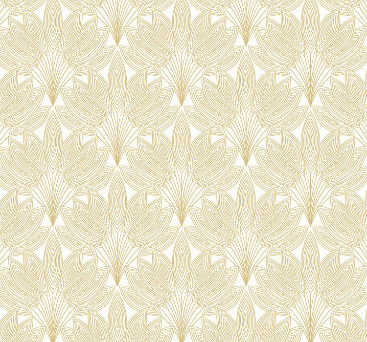 NextWall Peacock Leaves Metallic Gold Wallpaper NW47305