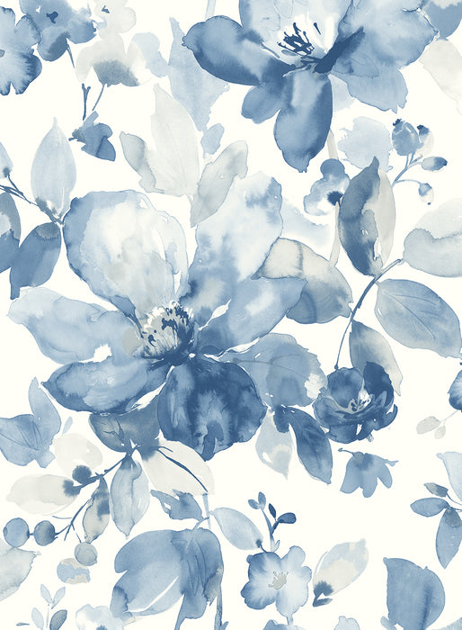 NextWall Watercolor Flower Bluestone Wallpaper NW47802