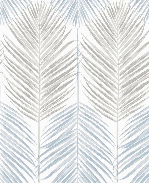 NextWall Two Toned Palm Blue Mist & Daydream Grey Wallpaper NW47900