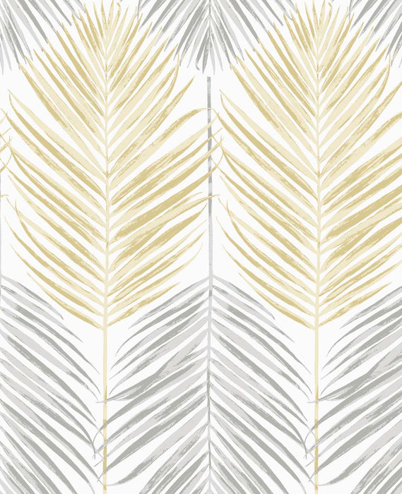 NextWall Two Toned Palm Wheat & Daydream Grey Wallpaper NW47903