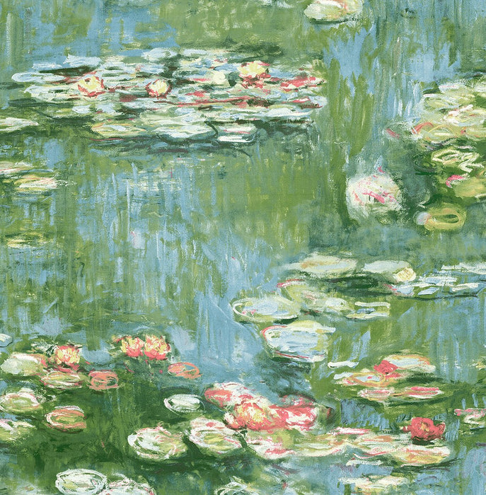 NextWall Lily Pond Olive & Sky Blue Wallpaper NW50002