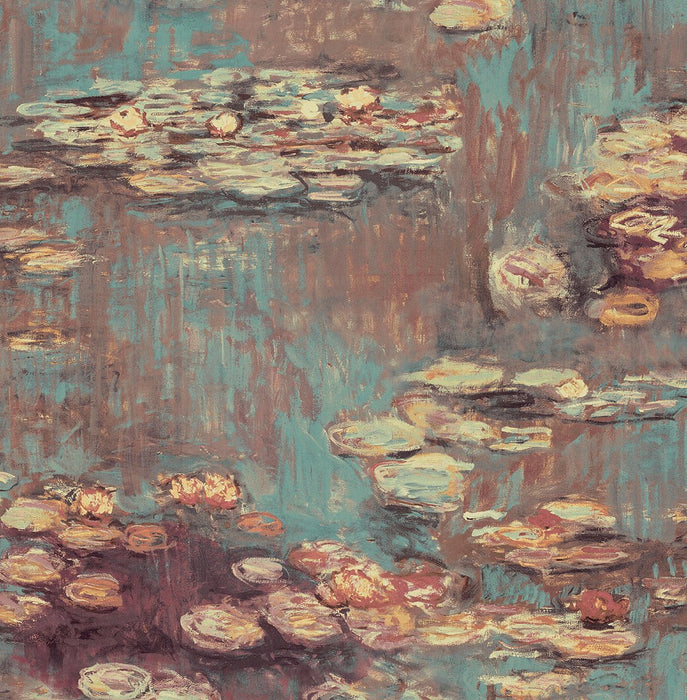 NextWall Lily Pond Rust & Deep Sea Wallpaper NW50006