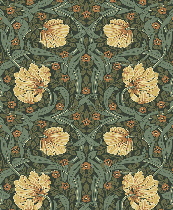 NextWall Pimpernel Garden Meadow Green & Amber Wallpaper NW54204