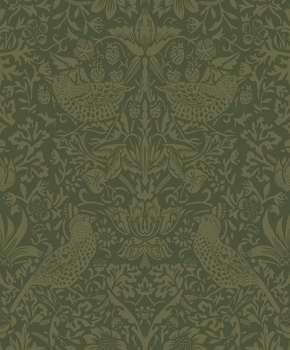 NextWall Tonal Bird Garden Moss Green Wallpaper Sample NW54404
