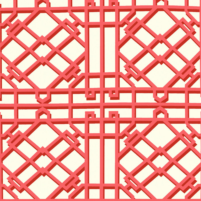 Brunschwig & Fils Pavilion Trellis Red Wallpaper P8024109.19.0