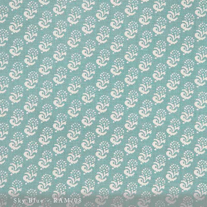 Lisa Fine Rambagh Sky Blue Fabric Sample RAM-08