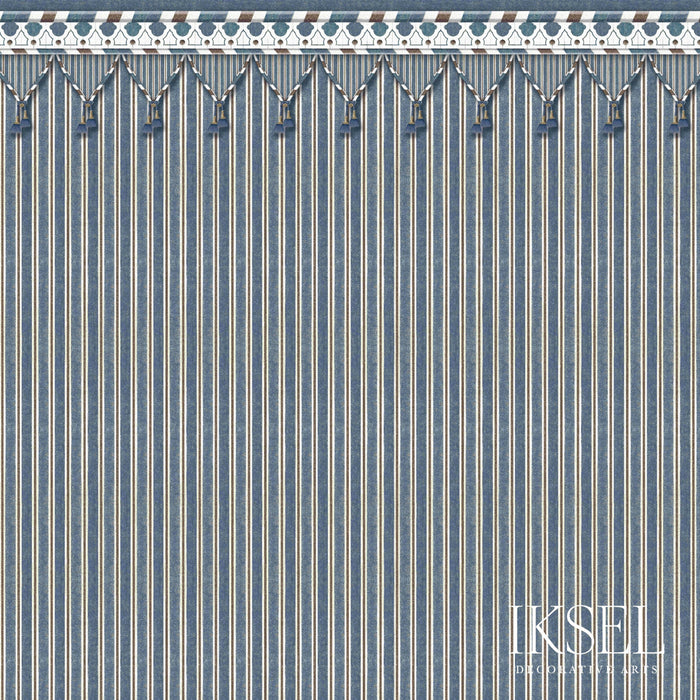 Schumacher Kubilai's Tent Blue Fabric RF712CS43