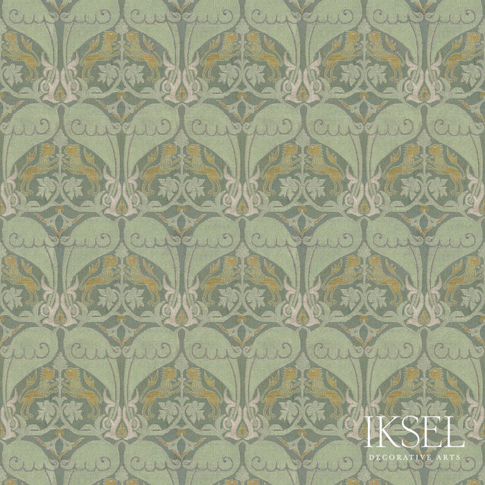 Schumacher Nasrid Lions Sage Fabric Sample RF916CR60